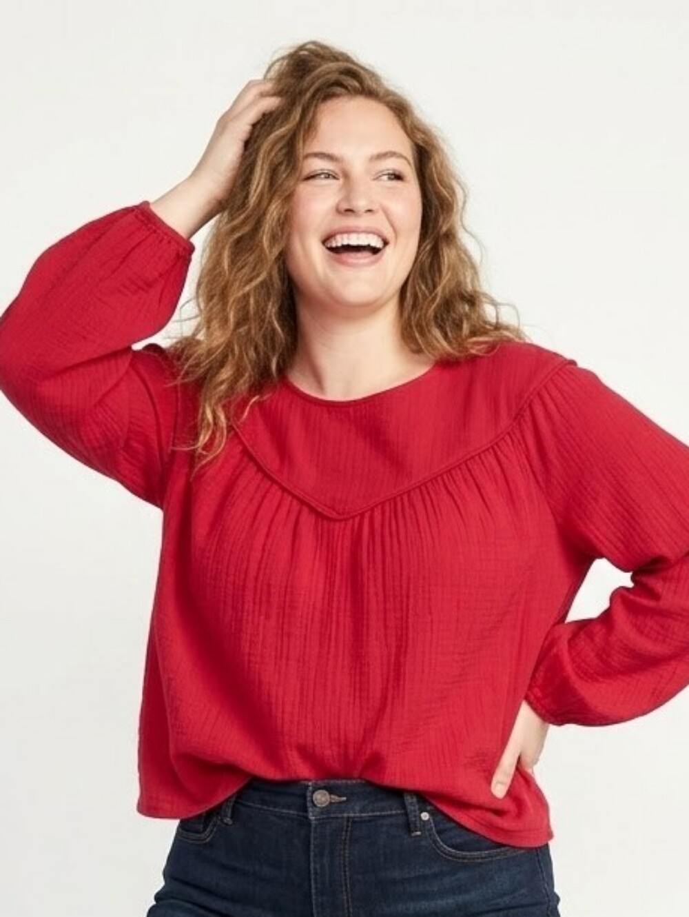 Universal Thread Balloon Sleeve Cotton Blouse